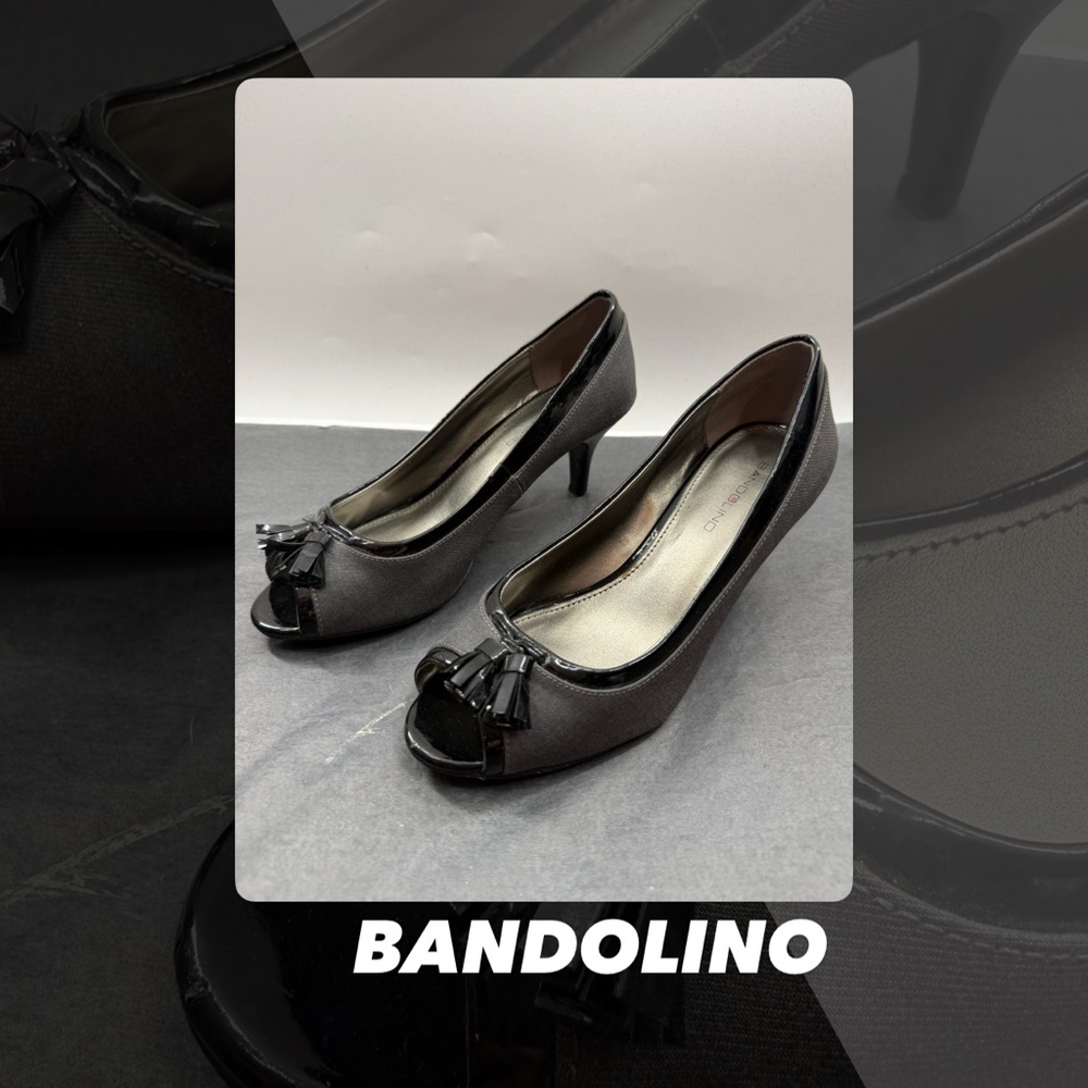 EUC Bandolino Patent Trim Peep Toe Heels